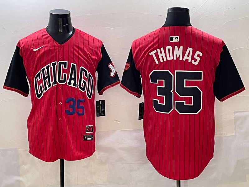 Men Chicago White Sox #35 Thomas Red Stripe Joint Name 2025 Nike MLB Jersey style 3->chicago white sox->MLB Jersey